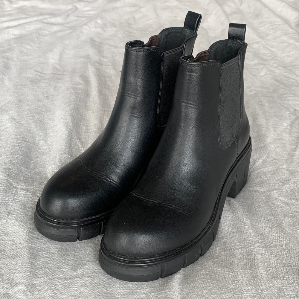 Black Ankle Lug Sole Boots